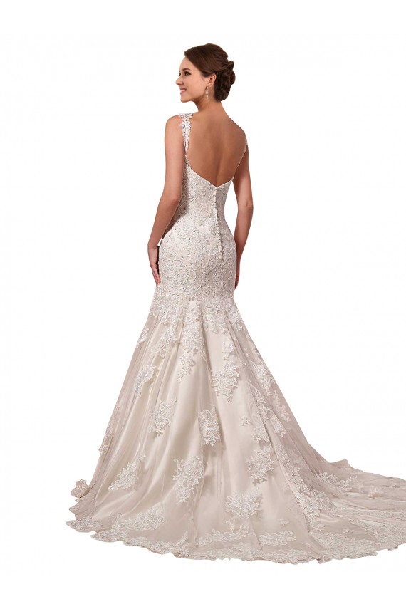 Mermaid V-Neck Tulle & Lace Chapel Train Ivory Wedding Dress Barrie