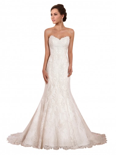 Mermaid Sweetheart Lace Chapel Train Ivory Sexy Wedding Dress Barrie