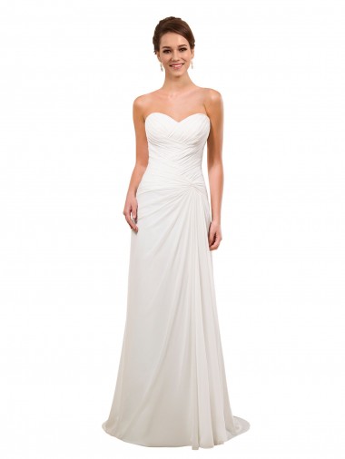 Sheath Sweetheart Soft Chiffon Chapel Train Ivory Wedding Gowns Barrie
