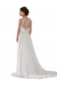 A-Line Illusion Neck Soft Chiffon Sweep Train Ivory Boho Wedding Dress Barrie