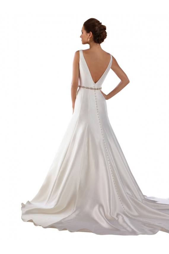 Mermaid Bateau Neck Satin Chapel Train Ivory Modern Wedding Dress Barrie