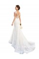 Mermaid Illusion Neck Lace Chapel Train White Wedding Dress Barrie