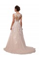 A-Line Sweetheart Tulle & Lace Chapel Train Ivory Wedding Dress Barrie