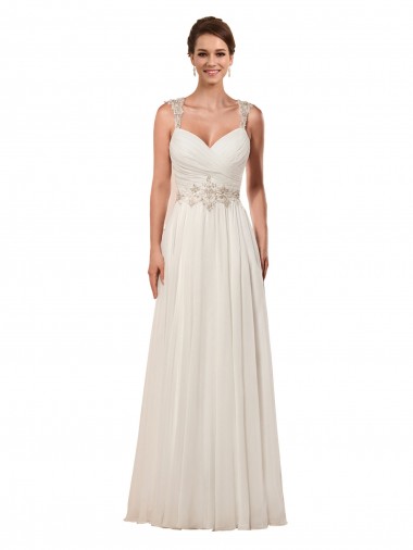 Sheath Sweetheart Soft Chiffon Chapel Train Ivory Wedding Dress Barrie
