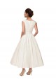 A-Line V-Neck Satin Ankle Length Ivory Wedding Dress Barrie