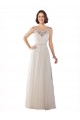 A-Line Illusion Neck Tulle Sweep Train Ivory & Champagne Boho Wedding Dress Barrie