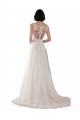 A-Line Illusion Neck Tulle Sweep Train Ivory & Champagne Boho Wedding Dress Barrie