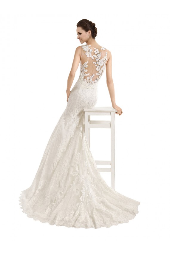 Mermaid Illusion Neck Lace Chapel Train Ivory Wedding Dress Barrie