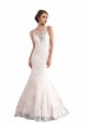 Mermaid Illusion Neck Tulle & Lace Cathedral Train Ivory & Champagne Wedding Dress Barrie