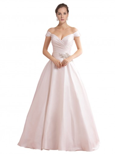 A-Line Sweetheart Satin Chapel Train Ivory Wedding Dresses Barrie
