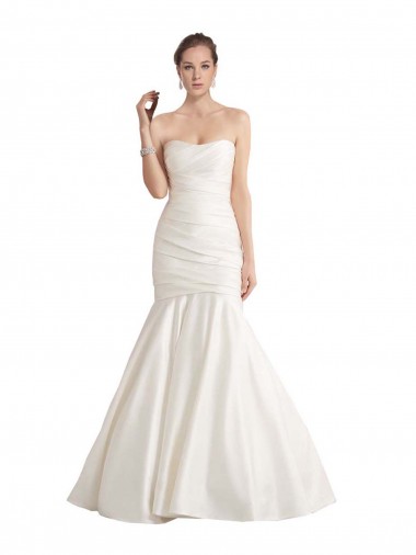 Mermaid Strapless Satin Chapel Train Ivory Beach Wedding Dress Barrie