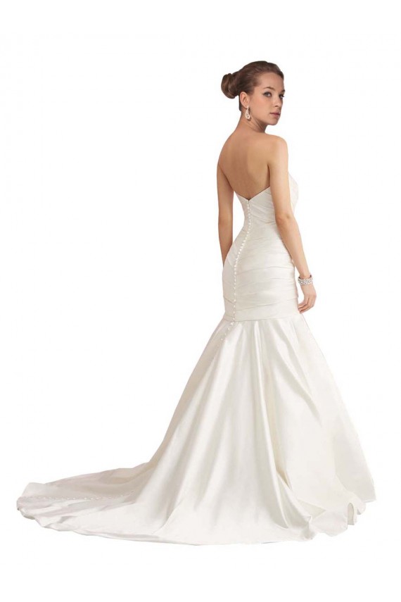 Mermaid Strapless Satin Chapel Train Ivory Beach Wedding Dress Barrie