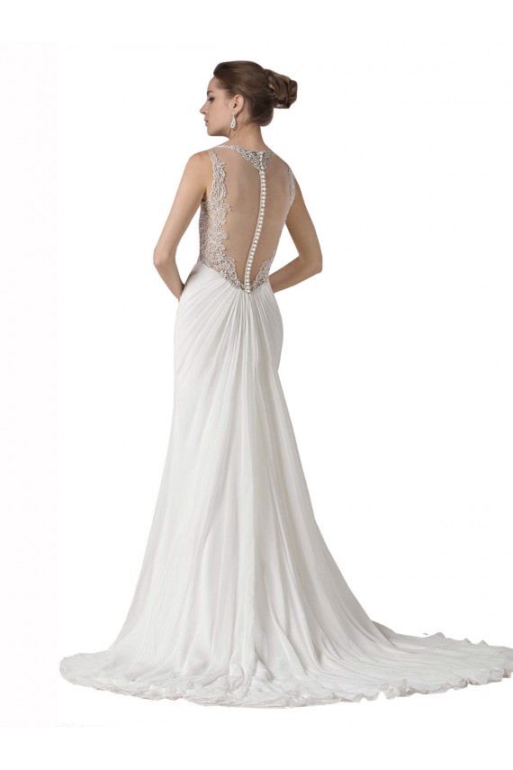 Sheath Sweetheart Soft Chiffon Chapel Train White Beach Wedding Dress Barrie