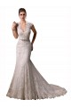 Mermaid V-Neck Lace Chapel Train Ivory Wedding Dresses Barrie