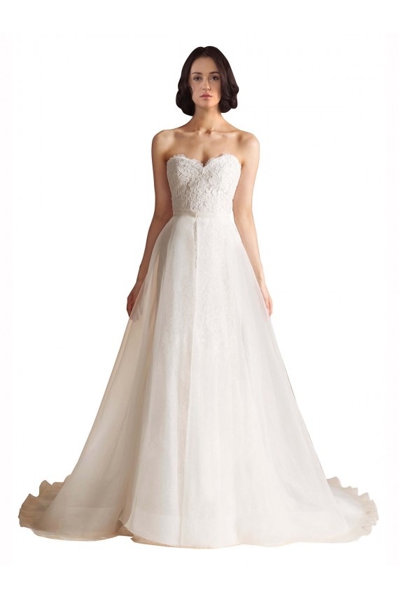 A-Line Sweetheart Tulle Sweep Train Ivory Wedding Dress Barrie