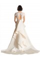 A-Line V-Neck Satin Chapel Train Ivory Wedding Dress Barrie