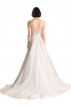 A-Line Illusion Neck Tulle Chapel Train Ivory Wedding Dress Barrie