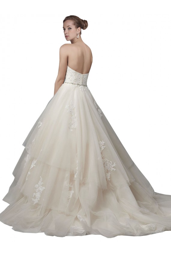 Ball Gown Strapless Tulle & Lace Chapel Train Ivory Wedding Dress Barrie