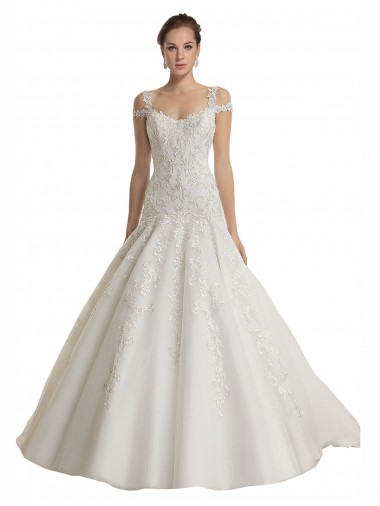 Mermaid Off the Shoulder Tulle & Lace Sweep Train Ivory Wedding Dress Barrie