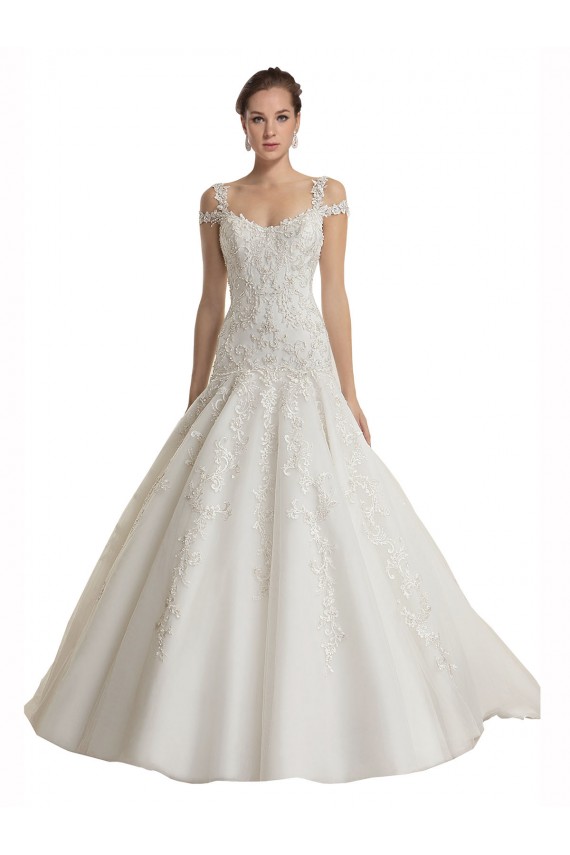 Mermaid Off the Shoulder Tulle & Lace Sweep Train Ivory Wedding Dress Barrie