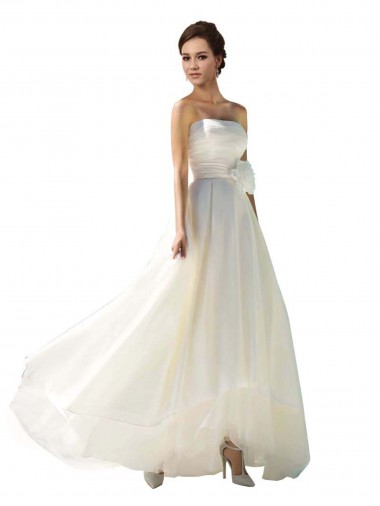 A-Line Strapless Soft Chiffon Long Ivory Wedding Dress Barrie