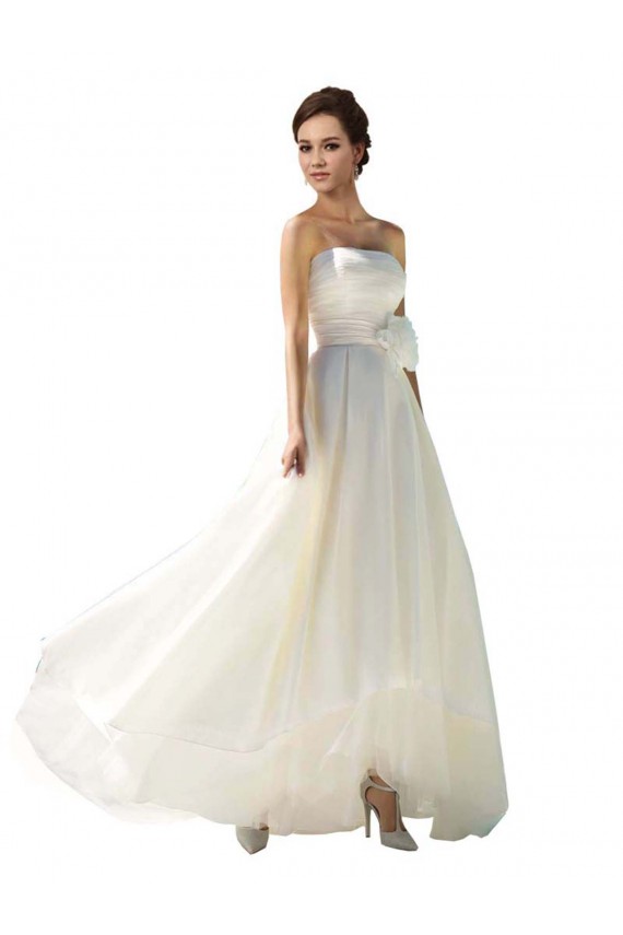 A-Line Strapless Soft Chiffon Long Ivory Wedding Dress Barrie