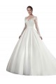 A-Line Illusion Neck Satin & Lace Cathedral Train White Wedding Dress Barrie
