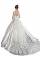 A-Line Illusion Neck Satin & Lace Cathedral Train White Wedding Dress Barrie