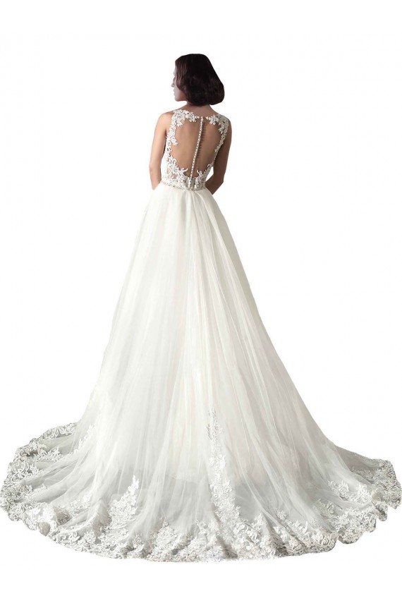 Mermaid Sweetheart Tulle & Lace Chapel Train White Wedding Dress Barrie