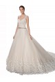 A-Line Sweetheart Tulle & Lace Chapel Train Ivory & Champagne Wedding Dress Barrie