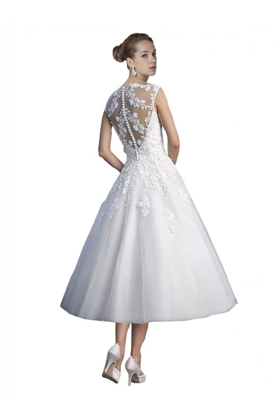 A-Line Sweetheart Tulle & Lace Tea Length Ivory Beach Wedding Dress Barrie