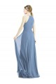 A-Line Halter Neck Soft Chiffon Long Dusty Blue Semi Formal Evening Dress / Bridesmaid Dress Barrie