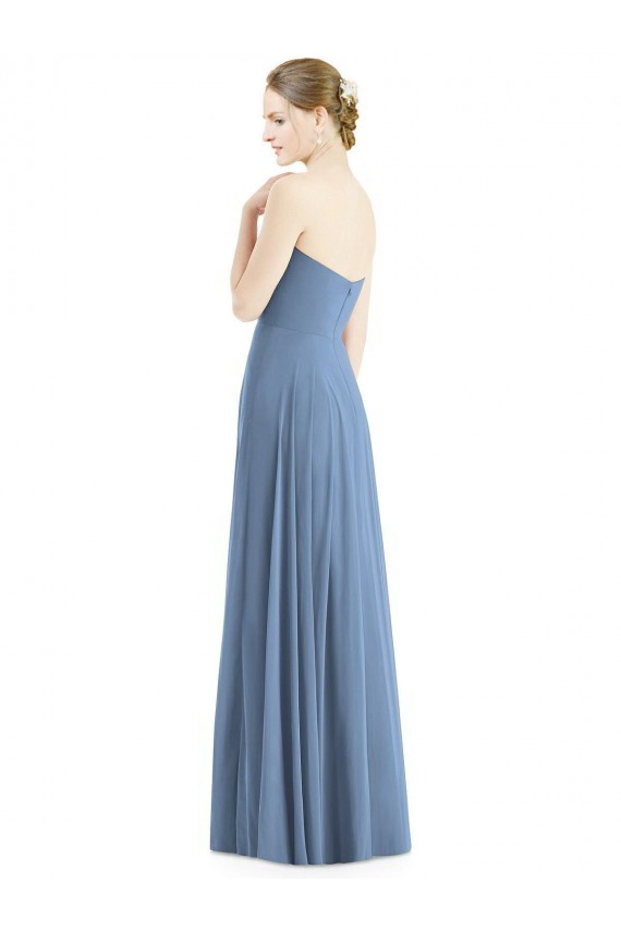 A-Line Sweetheart Soft Chiffon Long Dusty Blue Evening Dress / Bridesmaid Dress Barrie