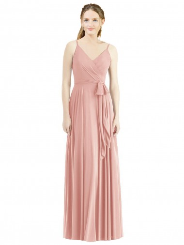 A-Line V-Neck Soft Chiffon Long Bliss Pink Formal Dress / Bridesmaid Dress Barrie