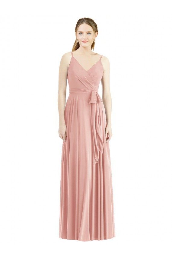A-Line V-Neck Soft Chiffon Long Bliss Pink Formal Dress / Bridesmaid Dress Barrie