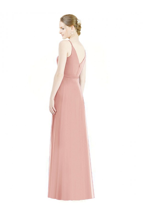 A-Line V-Neck Soft Chiffon Long Bliss Pink Formal Dress / Bridesmaid Dress Barrie