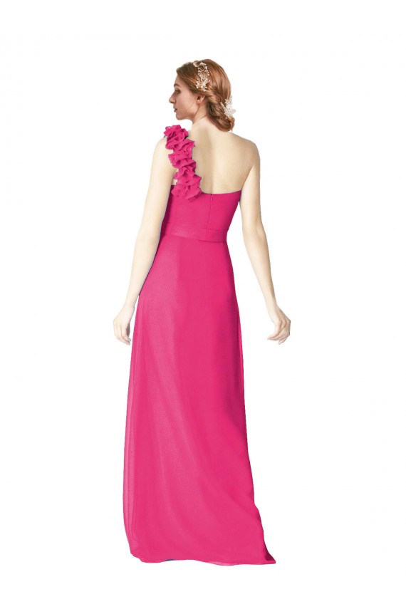 A-Line One Shoulder Soft Chiffon Long Azalea Bridesmaid Dress Barrie