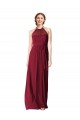 A-Line Halter Neck Chiffon Long Burgundy Bridesmaid Dress / Evening Gowns Barrie