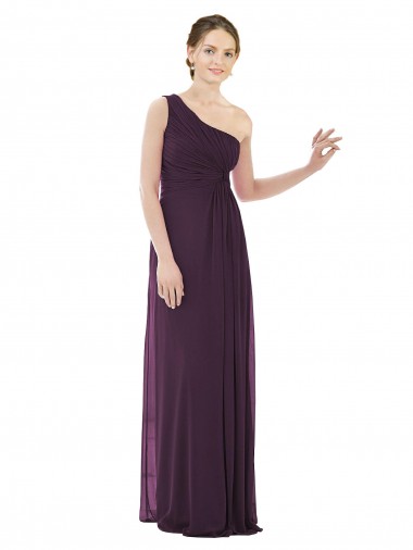 A-Line One Shoulder Soft Chiffon Long Grape Evening Dress / Bridesmaid Dress Barrie