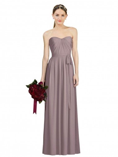 A-Line Sweetheart Soft Chiffon Long Dusty Rose Bridesmaid Dress Barrie