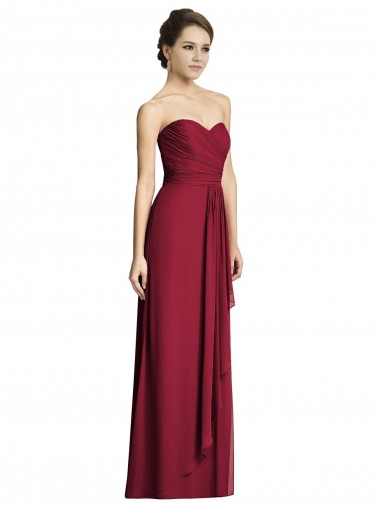 A-Line Sweetheart Soft Chiffon Long Burgundy Formal Dress / Bridesmaid Dress Barrie