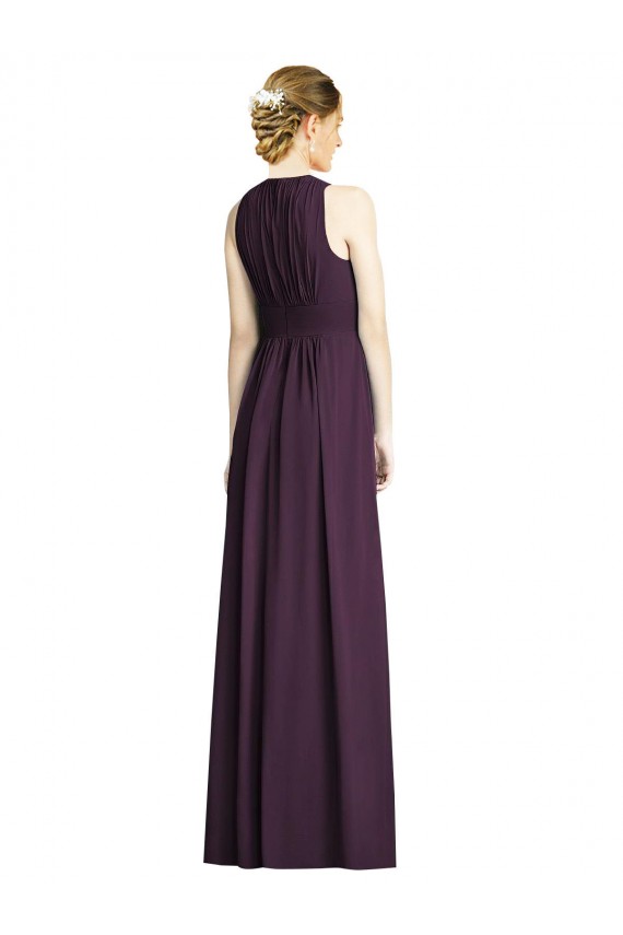 A-Line V-Neck Soft Chiffon Long Grape Bridesmaid Dress Barrie