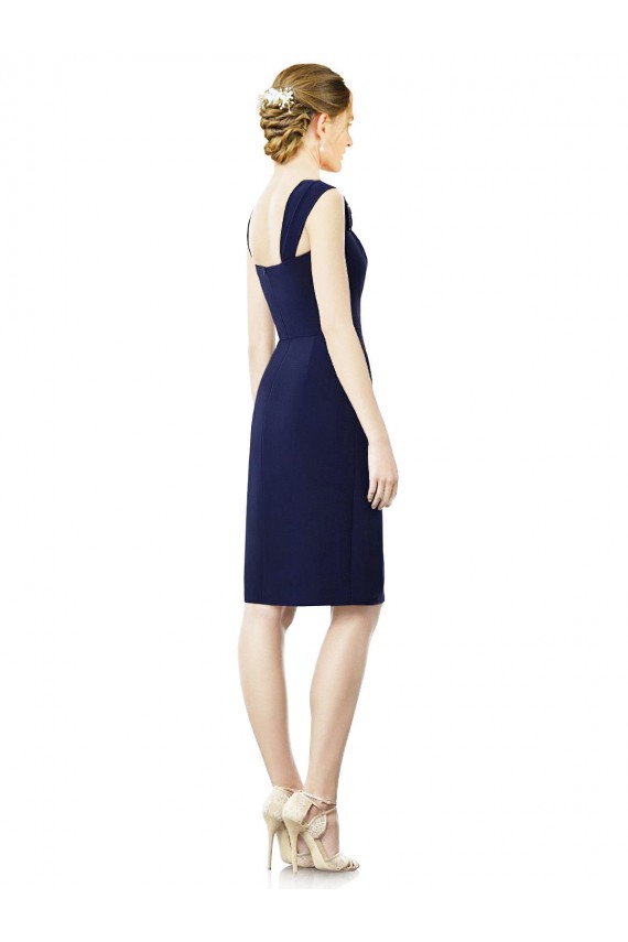 Sheath Sweetheart Soft Chiffon Knee Length Dark Navy Bridesmaid Dress Barrie