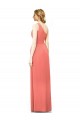 A-Line One Shoulder Soft Chiffon Long Coral Bridesmaid Dress Barrie