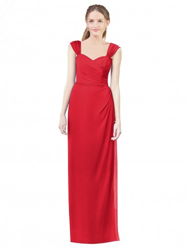 A-Line Sweetheart Soft Chiffon Long Red Formal Dress / Bridesmaid Dress Barrie