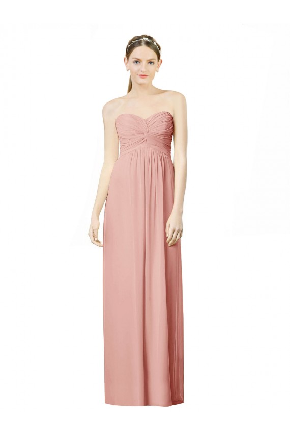A-Line Sweetheart Soft Chiffon Long Bliss Pink Bridesmaid Dress Barrie