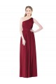 A-Line One Shoulder Soft Chiffon Long Burgundy Bridesmaid Dress Barrie