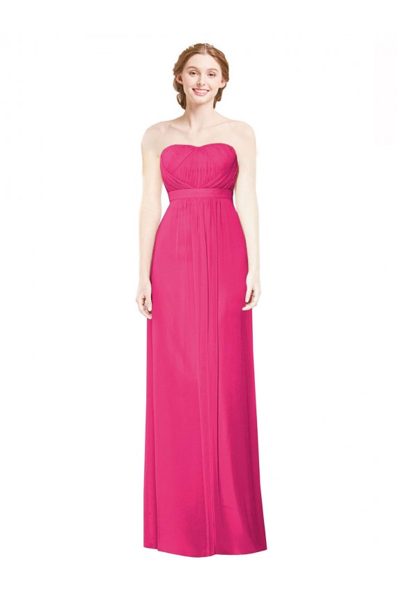 A-Line Strapless Soft Chiffon Long Azalea Bridesmaid Dress Barrie