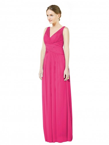 A-Line V-Neck Soft Chiffon Long Azalea Bridesmaid Dress Barrie
