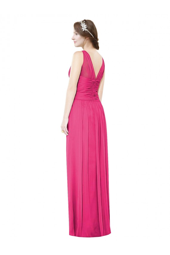 A-Line V-Neck Soft Chiffon Long Azalea Bridesmaid Dress Barrie